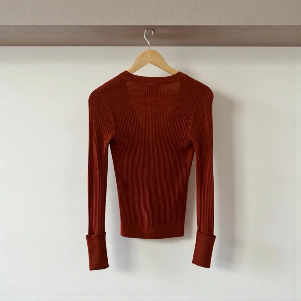 Tory Burch Women’s Wool Cardigan Button-Up Sweater in Rust! XS! - Picture 6 of 9
